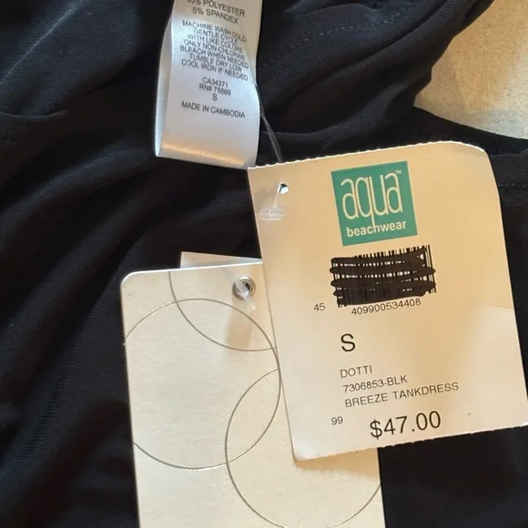 NWT Dotti Women’s Black Breeze Tank Dress Aqua Beachwear Small - Picture 4 of 7